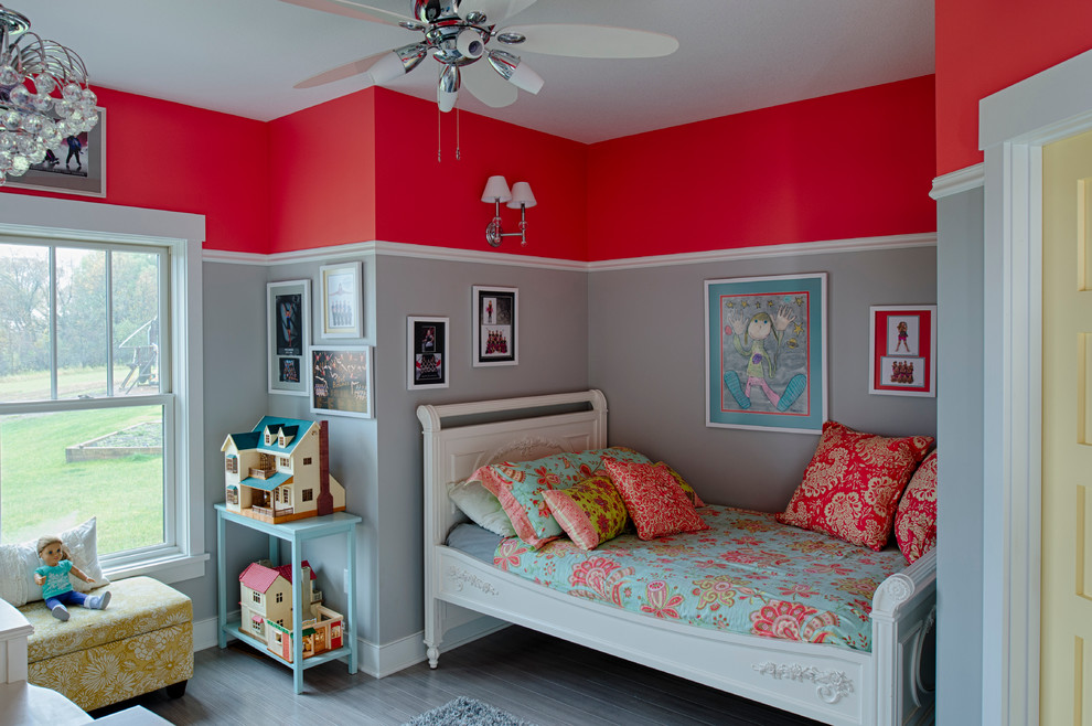 Red and grey paint - inside a traditional kids room