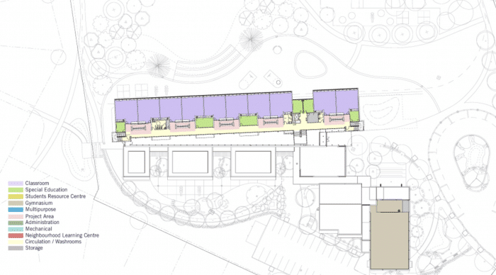 School's second floor - architectural plan