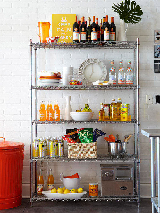 Small kitchen - with functional storage for products