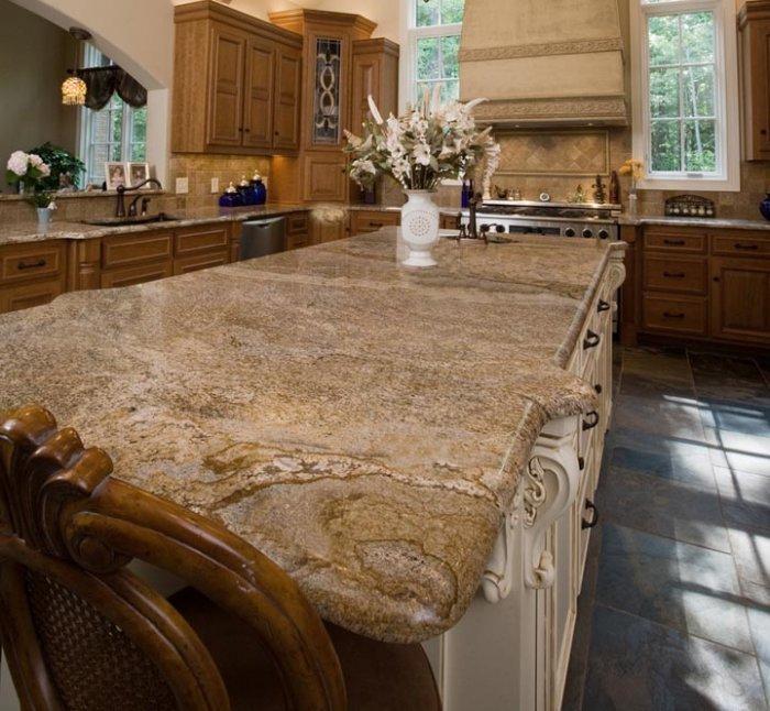 Solid granite countertop - inside a spacious kitchen