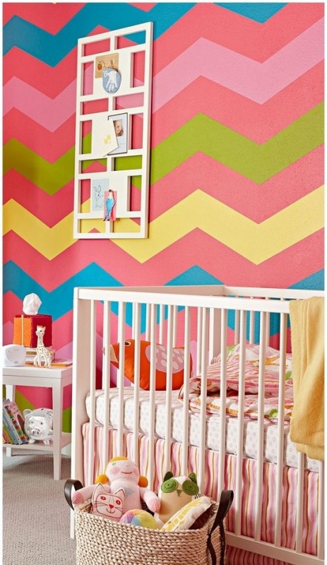 Striped paint - with yellow and pink colors