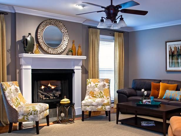 Traditional living room - with yellow colorful accents