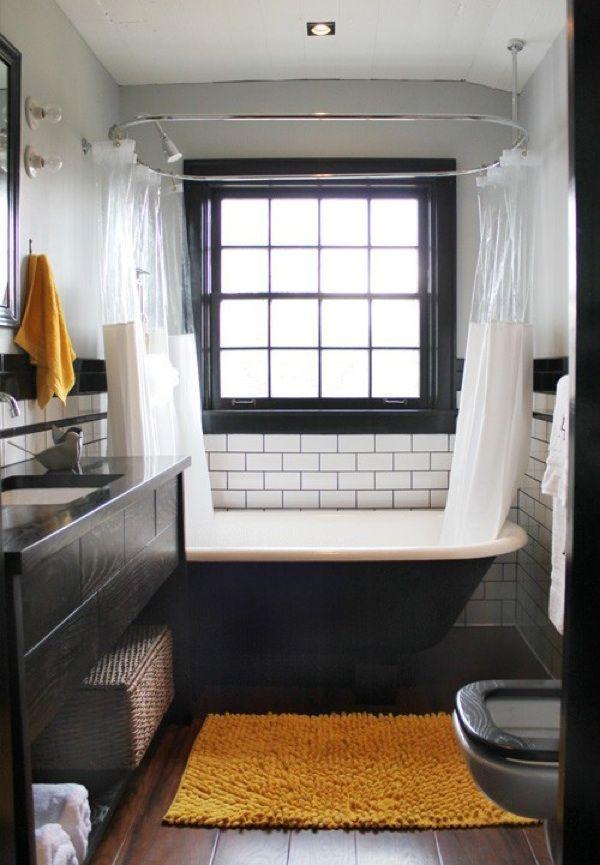 Very small modern bathroom - with tub and toilet