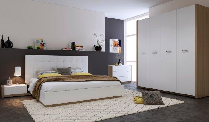 White bedroom design - with bed and wardrobe