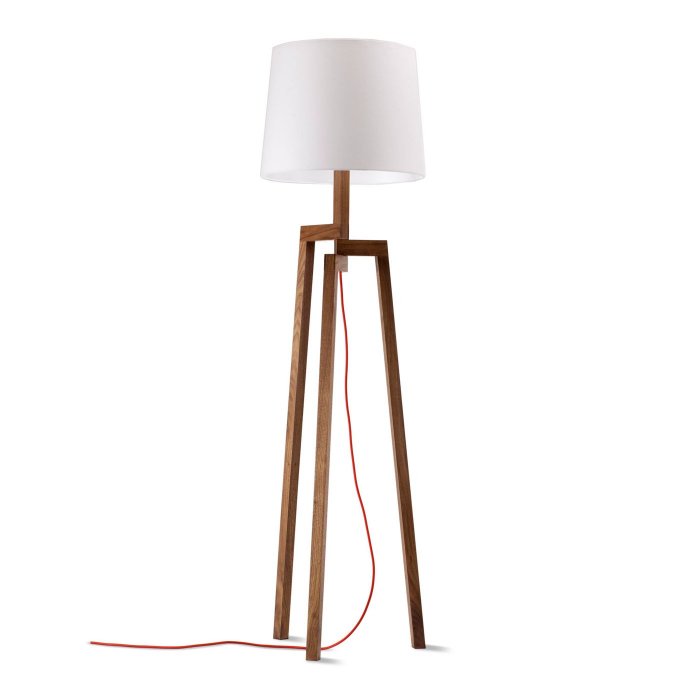 White contemporary lamp - with wood legs