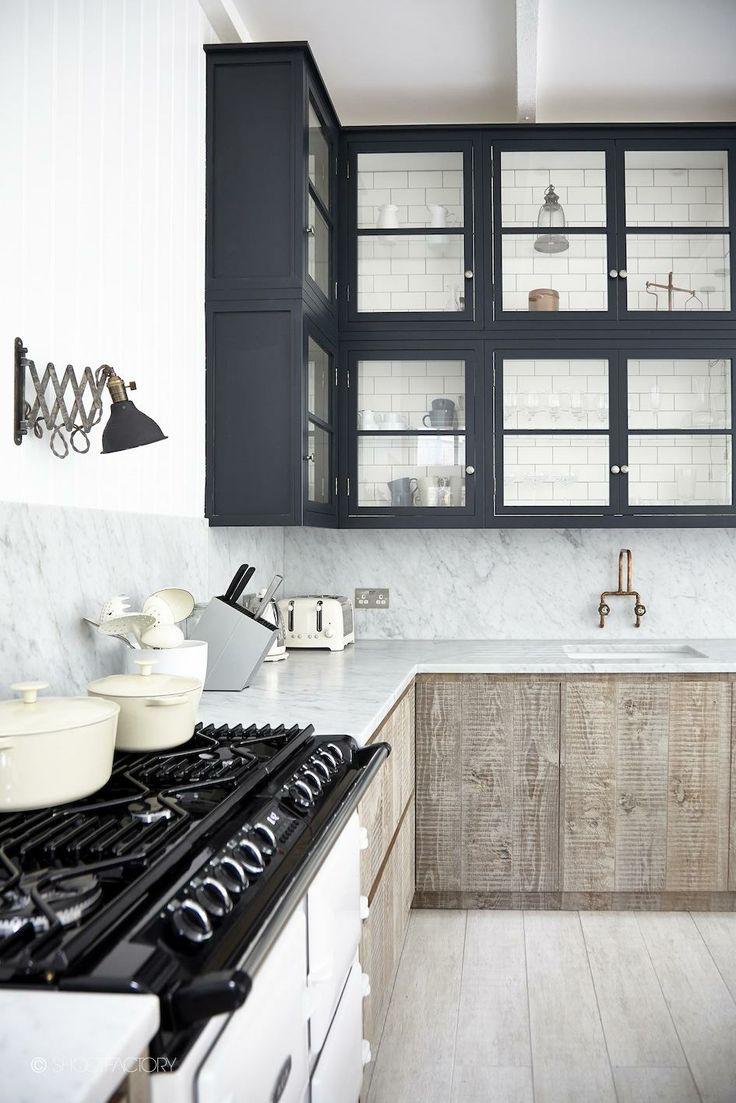 White kitchen - with rustic touches and black cabients