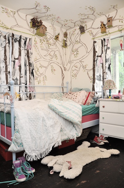 White paint with decals - in a girl bedroom