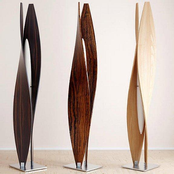 Wood floor lamp - with contemporary and elegant curves