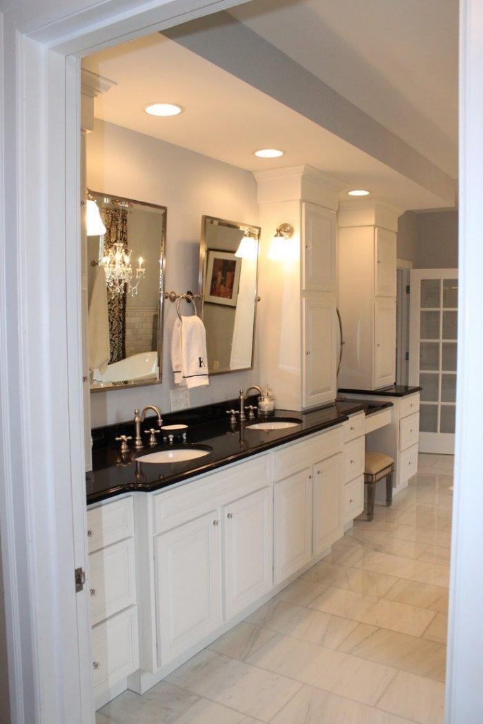 Black bathroom granite countertops - in a large private room