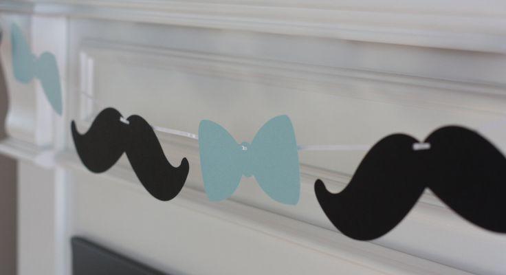 Blue and black moustaches - for a baby boy party