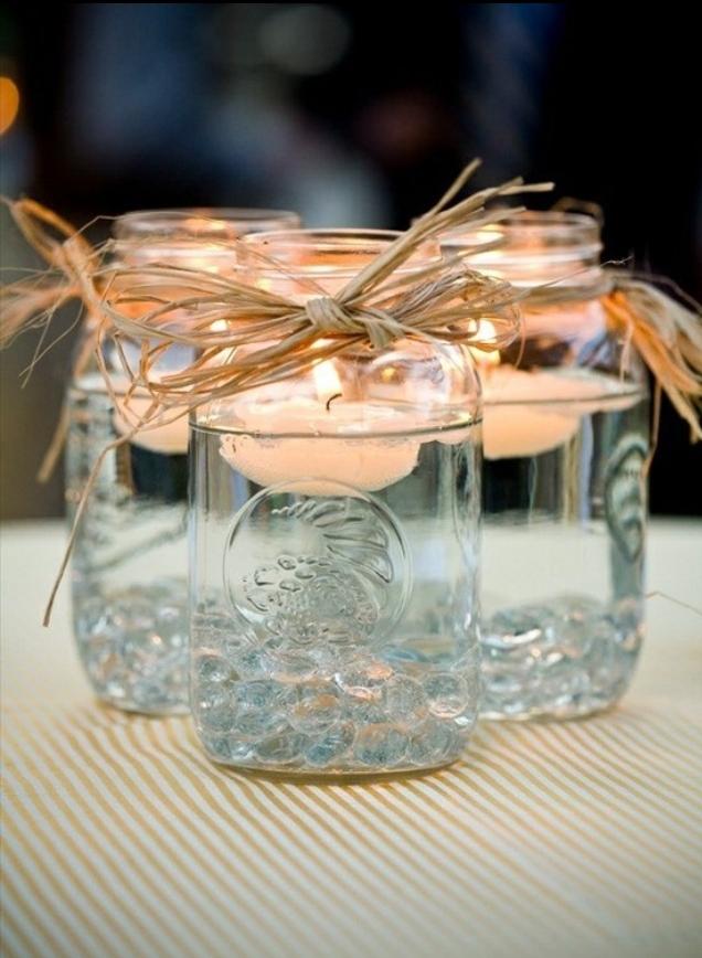 Cheap handmade candleholders - for a bridal shower party