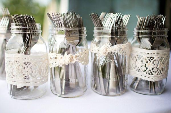 DIY jars with forks - for a bridal shower party