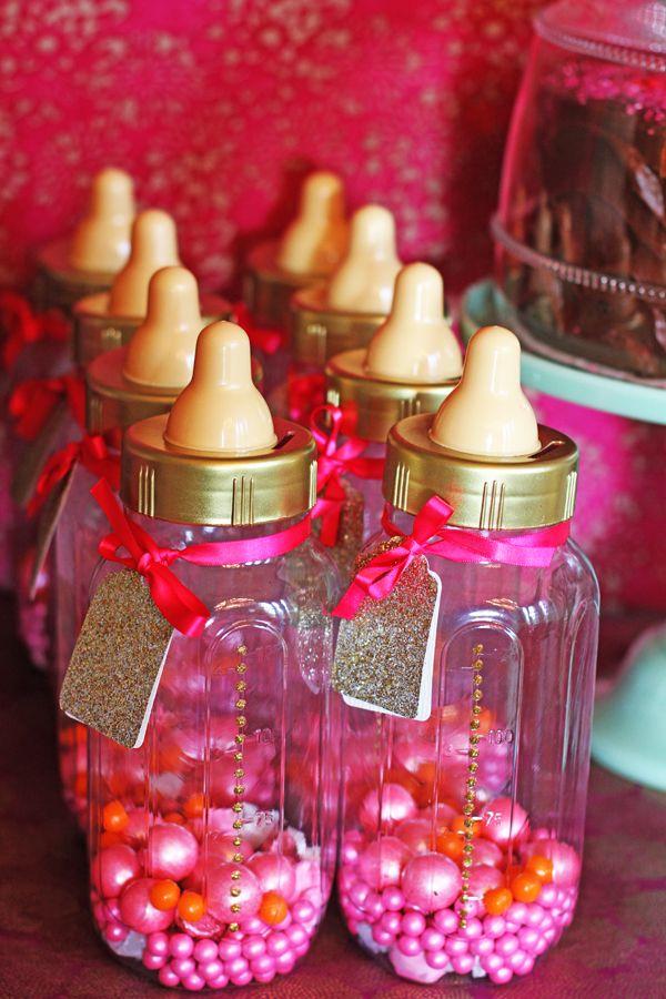 Feeding bottles with treats - for baby shower party