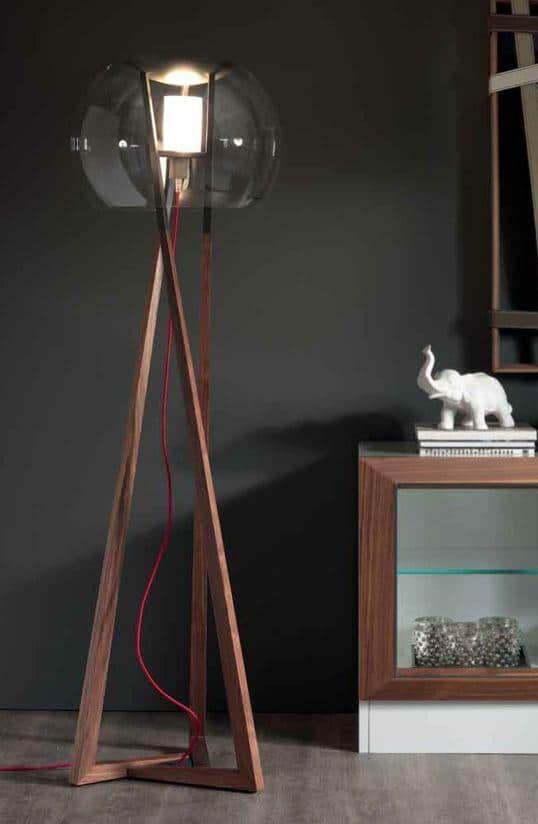 Stylish modern floor lamp - with wood body