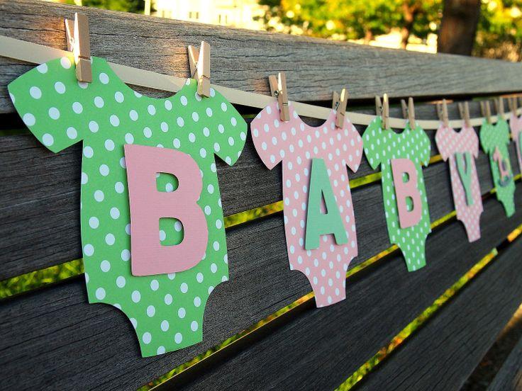 Baby shower garland - with paper clothes