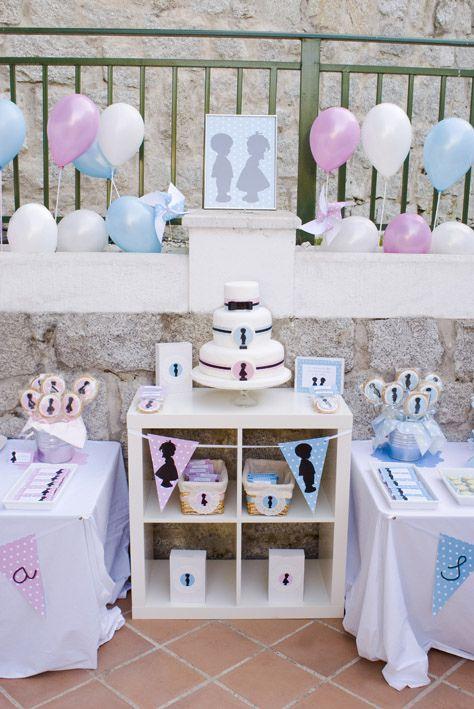 Baby shower idea for twins 6 - outdoor party in pink and blue