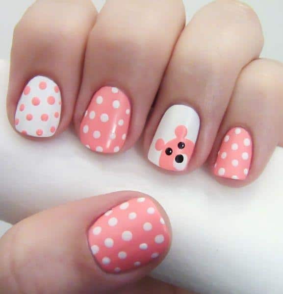 Baby shower nails - white and pink