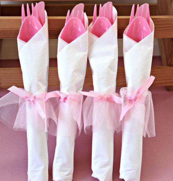 Baby shower napkins - with pink forks