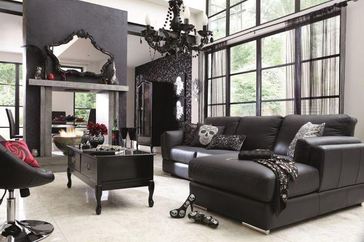 Black living room paint - and black sofa