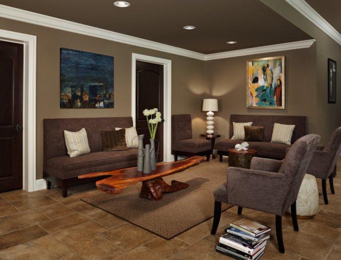 Brown sofas - and coffee table