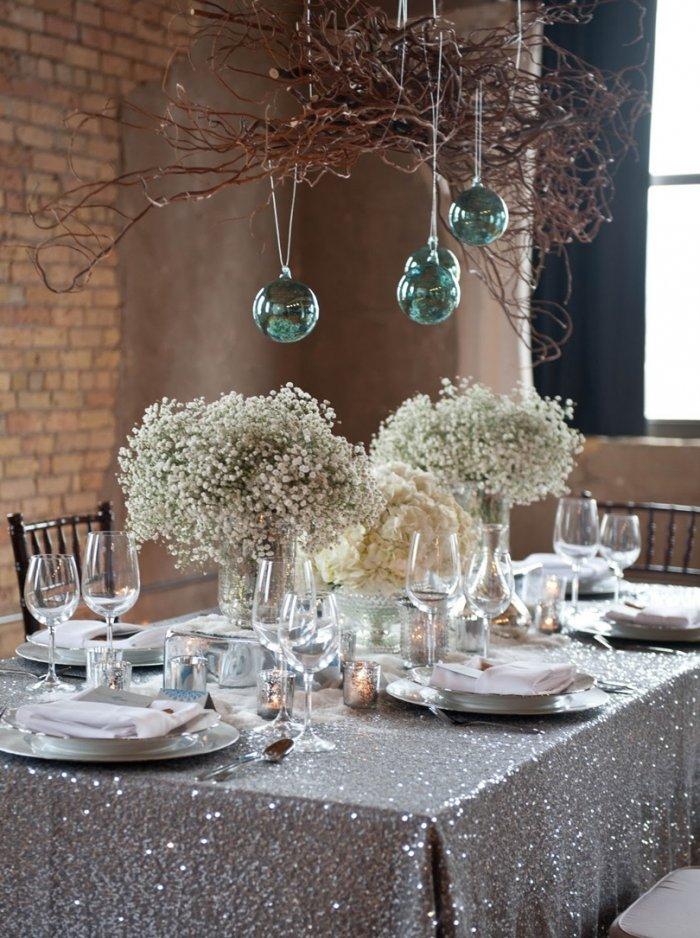 Christmas Eve family table - in silver decorations