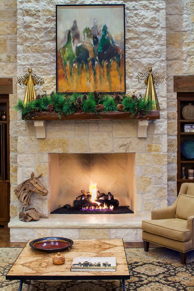 Christmas fireplace 10 - with natural green garland