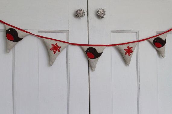 Christmas kids holiday garland - made of knitted pockets