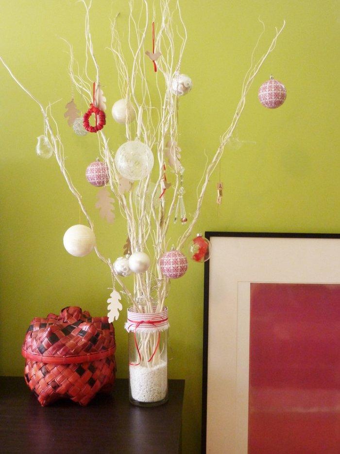 Christmas tree made of brances - with colorful balls