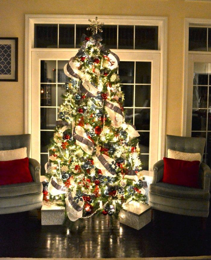 Christmas tree with lights - in a traditional home