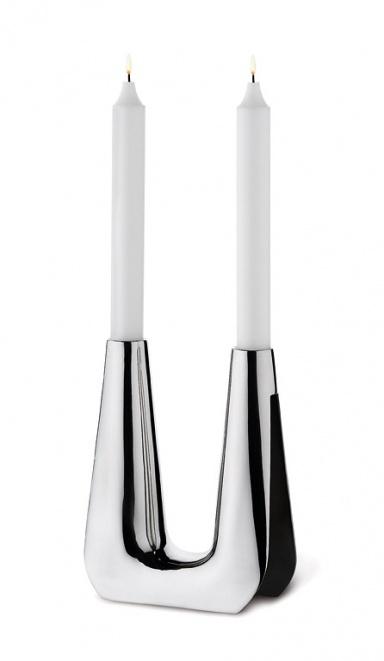 Contemporary black candleholder - for a pair of candles