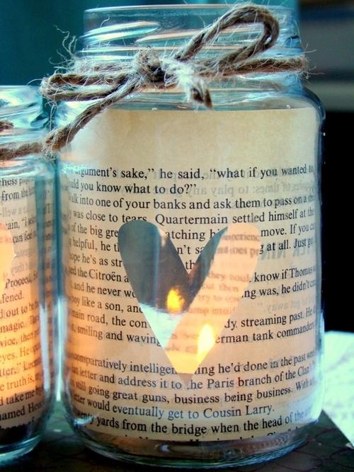 DIY Christmas jar - made of pages of an old book