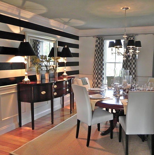 Dining room accent wall 11 - in black and white stripes