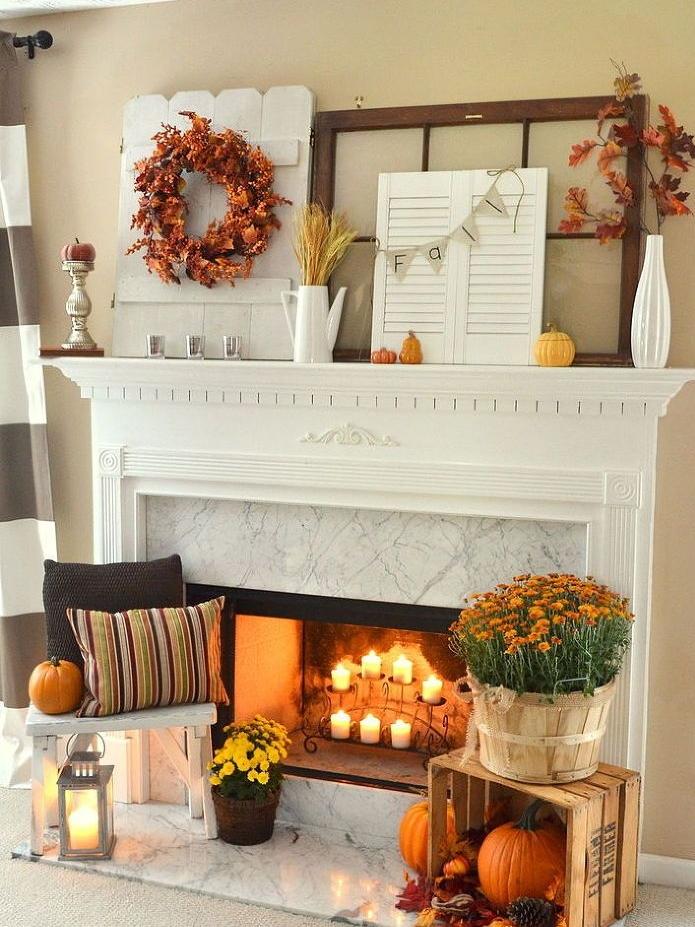 Decorate the mantel or above the fireplace  Founterior