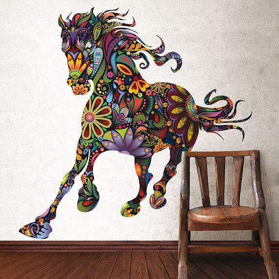Modern wall asbtract art - psychedelic horse