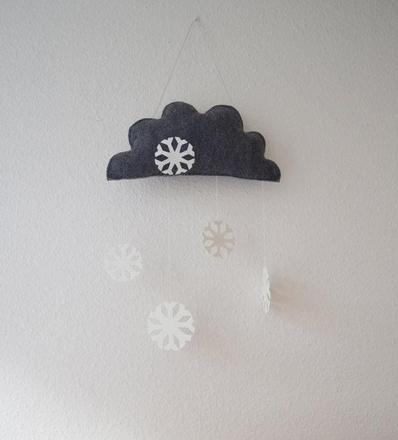 Modern wall cloud - with snowflakes