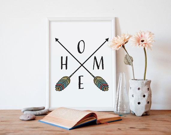 Modern wall framed message - home, sweet home