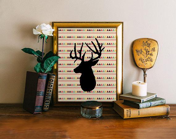 Modern wall small frame - with black deer