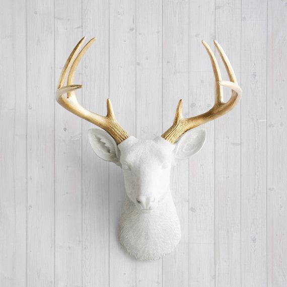 Modern wall trophy - deer with gold horns