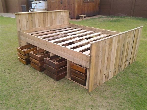 Pallet bed frame 2 - with drawers beneath the base