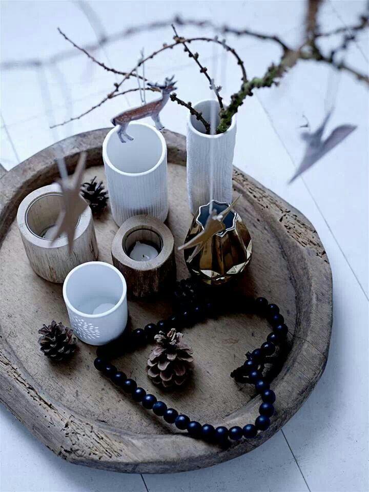 Scandinavian Christmas decorations - candleholders and branches