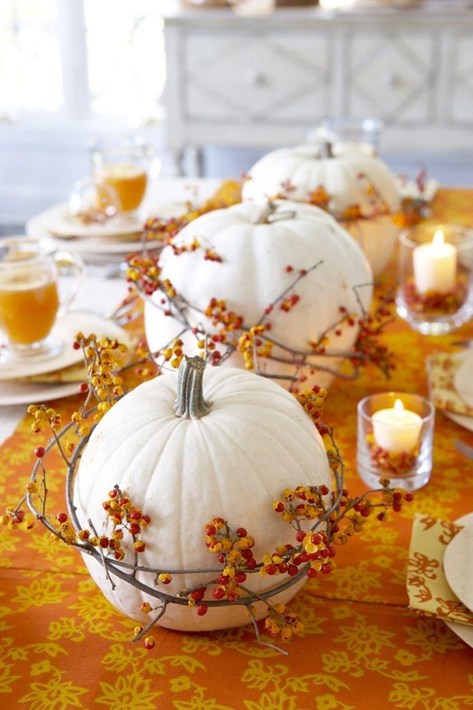 Thanksgiving table 2 - with white pumpkins