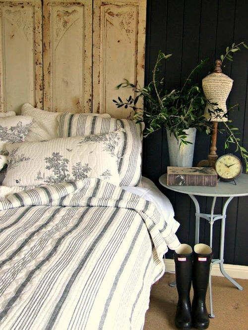 Vintage bedroom details - made of old worn wood