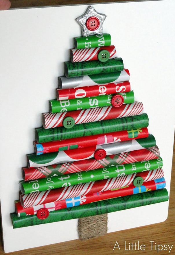 Wall Christmas tree - made of paper rolls