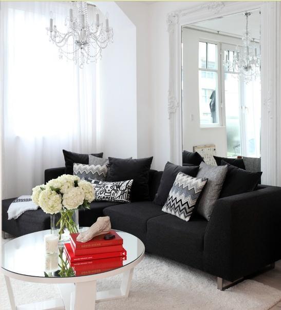 White living room paint - with black sofa