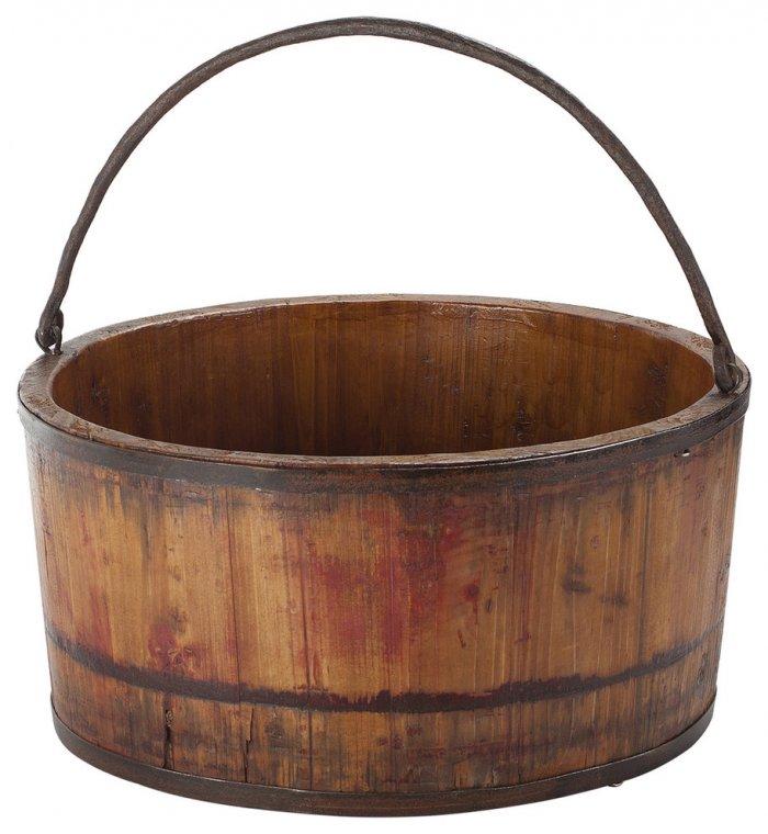 Antique Revival Vintage Wooden Wash Bucket, Natural