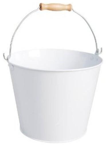 Esschert Design USA White Metal Bucket With Wood Handle