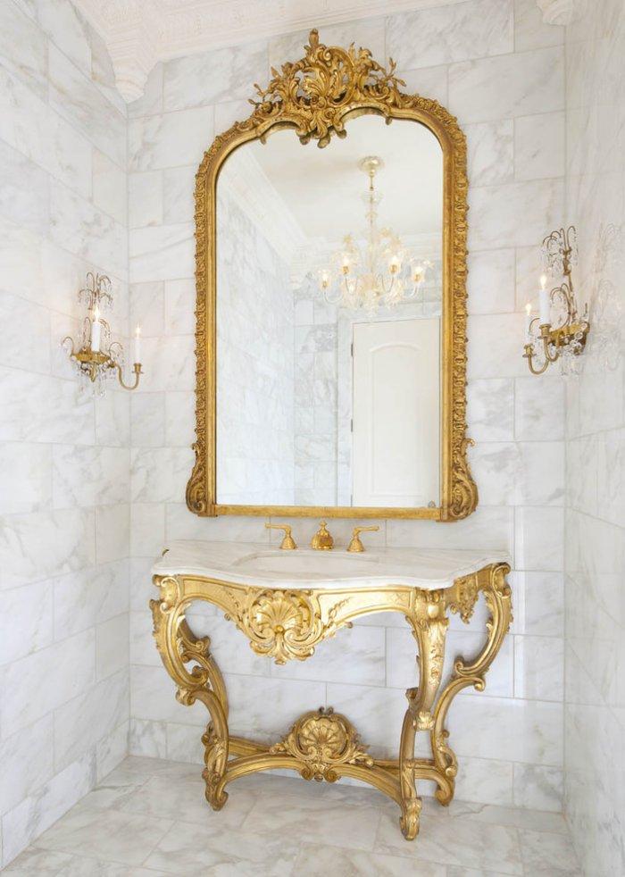French baroque powder room - with ornate vanity