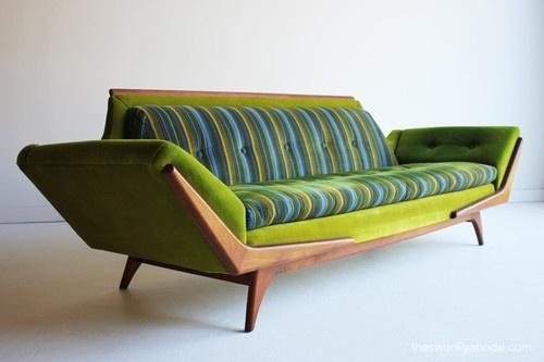 Green modern sofa - with striped upholstery