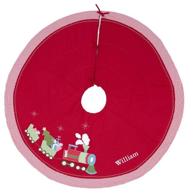 Holiday Red Coral Christmas Tree Skirt