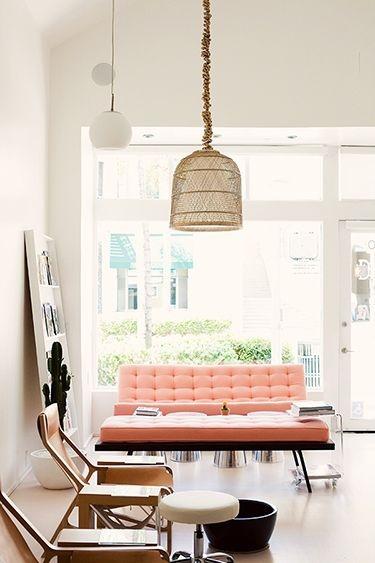 Pink modern sofa - in living room